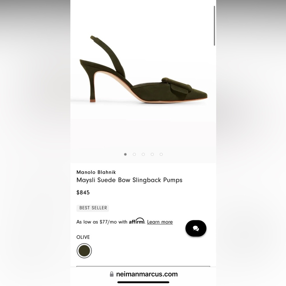 Manolo Blahnik Olive Green Slingback Kitten Heel Pumps - Picture 2 of 7